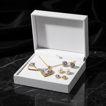 Crystal Heart Gold Jewelry Gift Set - Box Shot